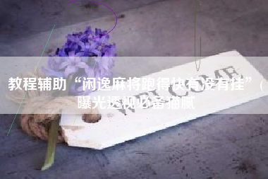 教程辅助“闲逸麻将跑得快有没有挂”(曝光透视必备猫腻