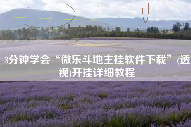 3分钟学会“微乐斗地主挂软件下载”(透视)开挂详细教程