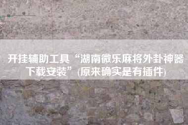 开挂辅助工具“湖南微乐麻将外卦神器下载安装”(原来确实是有插件)