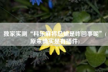 独家实测“科乐麻将总输是咋回事呢	”(原来确实是有插件)