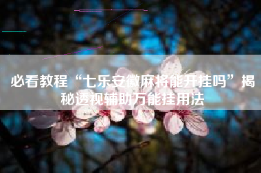 必看教程“七乐安徽麻将能开挂吗”揭秘透视辅助万能挂用法