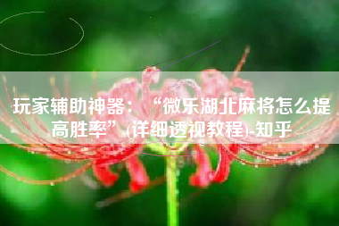 玩家辅助神器：“微乐湖北麻将怎么提高胜率”(详细透视教程)-知乎