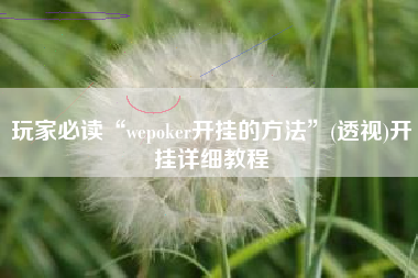 玩家必读“wepoker开挂的方法”(透视)开挂详细教程