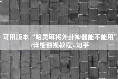 可用版本“哈灵麻将外卦神器能不能用”(详细透视教程)-知乎