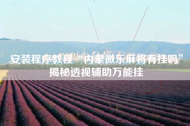 安装程序教程“内蒙微乐麻将有挂吗”揭秘透视辅助万能挂