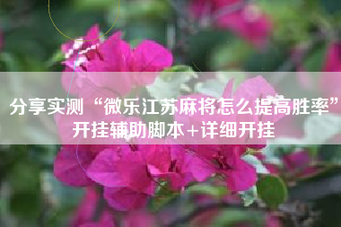 分享实测“微乐江苏麻将怎么提高胜率”开挂辅助脚本+详细开挂