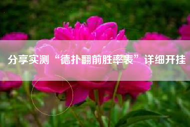 分享实测“德扑翻前胜率表”详细开挂