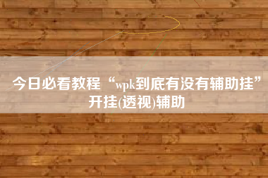 今日必看教程“wpk到底有没有辅助挂”开挂(透视)辅助