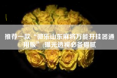 推荐一款“微乐山东麻将万能开挂器通用版	”(曝光透视必备猫腻