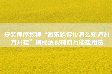 安装程序教程“微乐跑得快怎么知道对方开挂	”揭秘透视辅助万能挂用法