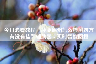 今日必看教程“菠萝德州怎么检测对方有没有挂”辅助器 - 实时智能回复