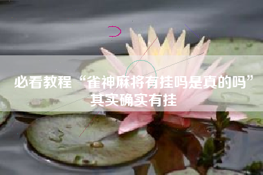 必看教程“雀神麻将有挂吗是真的吗”其实确实有挂