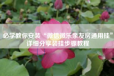 必学教你安装“微信微乐亲友房通用挂”详细分享装挂步骤教程