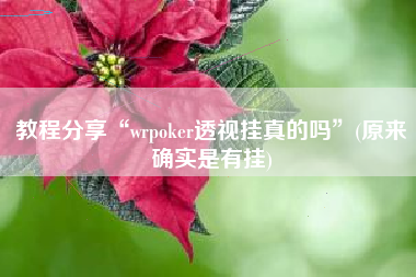 教程分享“wrpoker透视挂真的吗	”(原来确实是有挂)