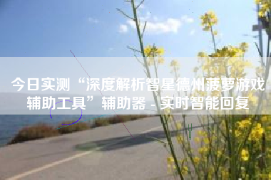 今日实测“深度解析智星德州菠萝游戏辅助工具”辅助器 - 实时智能回复