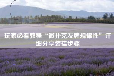 玩家必看教程“微扑克发牌规律性	”详细分享装挂步骤