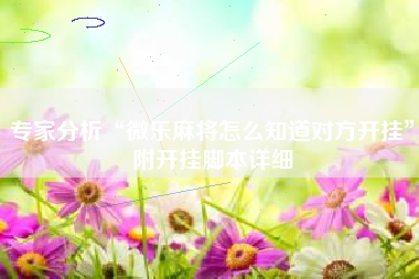 专家分析“微乐麻将怎么知道对方开挂”附开挂脚本详细