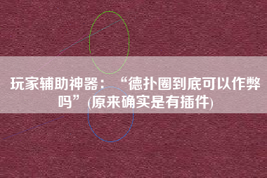 玩家辅助神器：“德扑圈到底可以作弊吗”(原来确实是有插件)