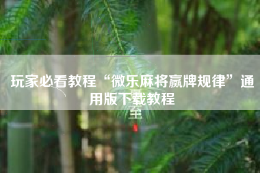 玩家必看教程“微乐麻将赢牌规律”通用版下载教程
