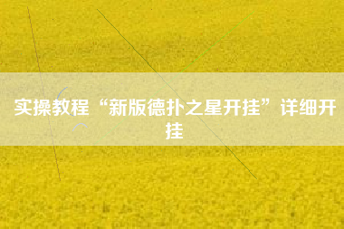 实操教程“新版德扑之星开挂”详细开挂