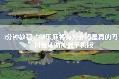 3分钟教程“微乐麻将有外卦吗是真的吗”科技辅助神器手机版