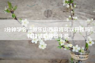 3分钟学会“微乐山西麻将可以开挂吗”科技辅助神器手机