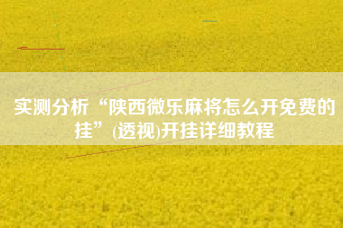 实测分析“陕西微乐麻将怎么开免费的挂”(透视)开挂详细教程