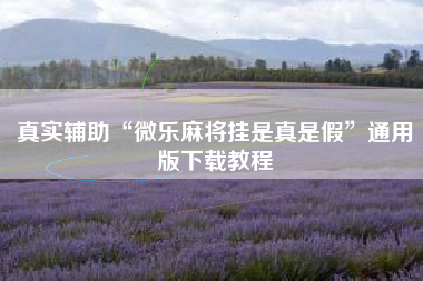 真实辅助“微乐麻将挂是真是假”通用版下载教程 真实辅助“微乐麻将挂是真是假”通用版下载教程