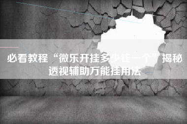 必看教程“微乐开挂多少钱一个”揭秘透视辅助万能挂用法