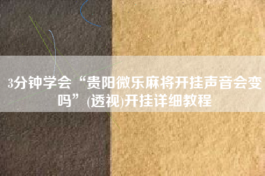 3分钟学会“贵阳微乐麻将开挂声音会变吗	”(透视)开挂详细教程