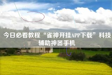 今日必看教程“雀神开挂APP下载”科技辅助神器手机