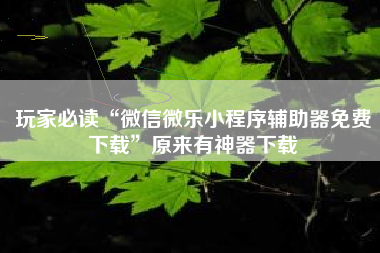玩家必读“微信微乐小程序辅助器免费下载”原来有神器下载