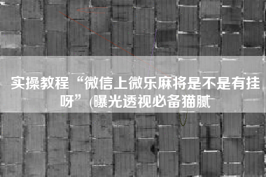 实操教程“微信上微乐麻将是不是有挂呀”(曝光透视必备猫腻 实操教程“微信上微乐麻将是不是有挂呀”(曝光透视必备猫腻