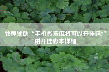 教程辅助“手机微乐麻将可以开挂吗?”附开挂脚本详细