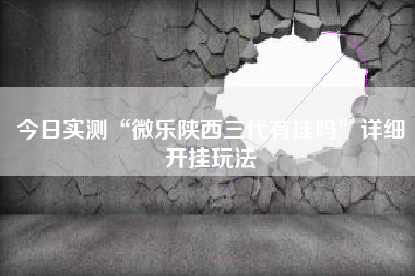 今日实测“微乐陕西三代有挂吗	”详细开挂玩法