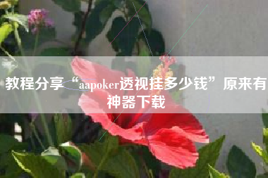 教程分享“aapoker透视挂多少钱”原来有神器下载