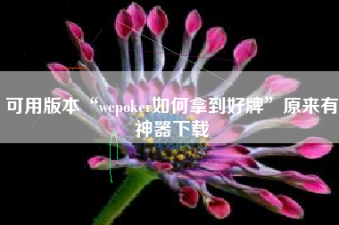 可用版本“wepoker如何拿到好牌”原来有神器下载