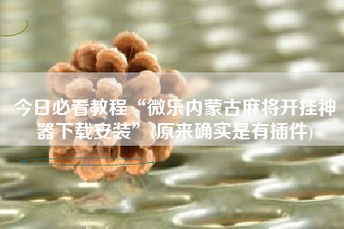 今日必看教程“微乐内蒙古麻将开挂神器下载安装”(原来确实是有插件)