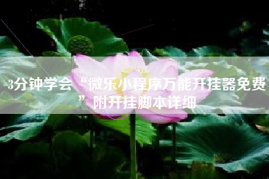 3分钟学会“微乐小程序万能开挂器免费”附开挂脚本详细