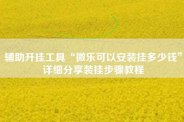 辅助开挂工具“微乐可以安装挂多少钱	”详细分享装挂步骤教程