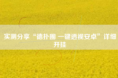 实测分享“德扑圈 一键透视安卓”详细开挂