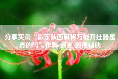 分享实测“微乐陕西麻将万能开挂器是真的吗	”作弊(透视)透视辅助