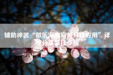 辅助神器“微乐海南麻将开挂应用”详细分享装挂步骤