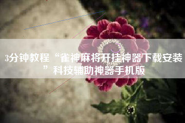 3分钟教程“雀神麻将开挂神器下载安装”科技辅助神器手机版