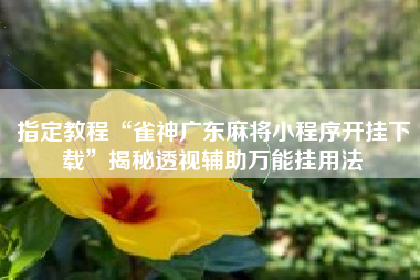指定教程“雀神广东麻将小程序开挂下载”揭秘透视辅助万能挂用法