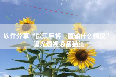 软件分享“微乐麻将一直输什么情况	”(曝光透视必备猫腻