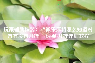 玩家辅助神器：“微乐麻将怎么知道对方有没有开挂	”(透视)开挂详细教程