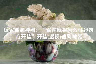 玩家辅助神器：“雀神麻将怎么怀疑对方开挂	”开挂(透视)辅助神器