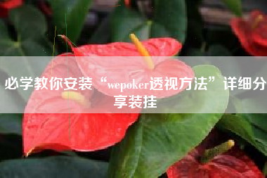必学教你安装“wepoker透视方法”详细分享装挂