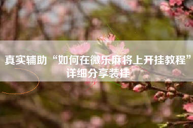 真实辅助“如何在微乐麻将上开挂教程”详细分享装挂